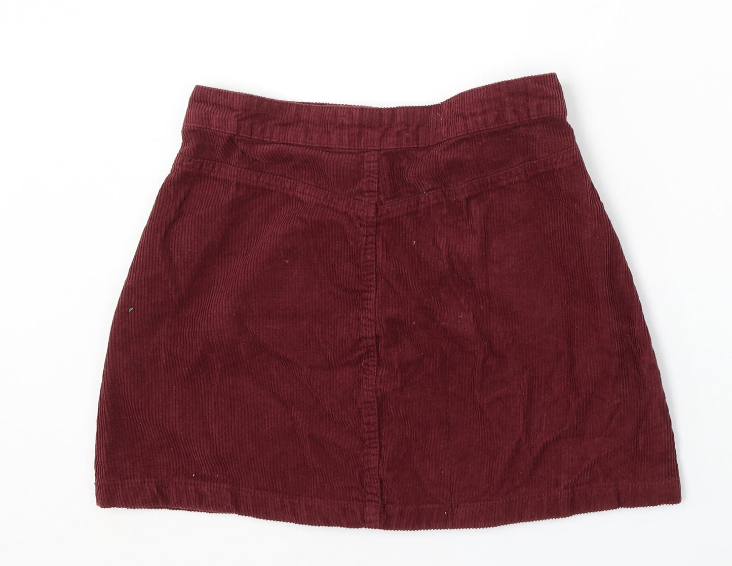 Denim & Co. Womens Red Cotton A-Line Skirt Size 10 Button
