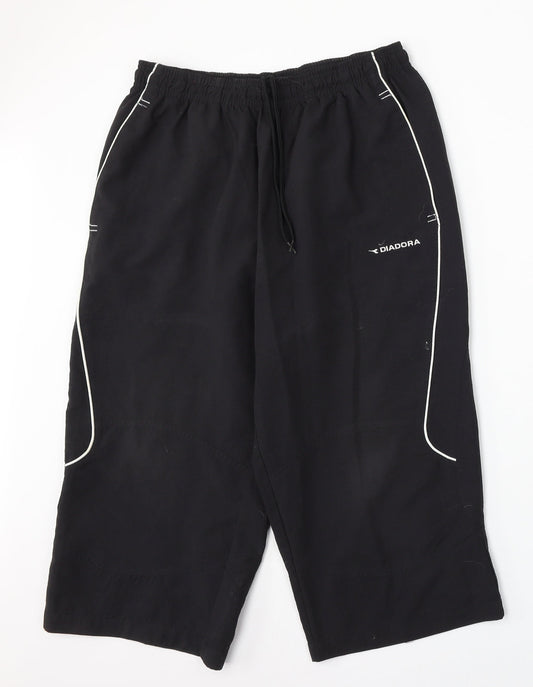 Diadora Womens Black Polyester Cropped Trousers Size 30 L20 in Regular Drawstring - 3/4 Shorts