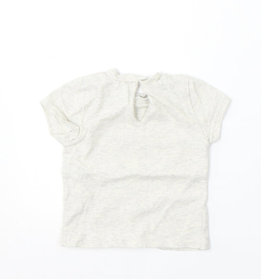 Jeff&Co Girls Grey Cotton Basic T-Shirt Size 18-24 Months Round Neck - Rainbow