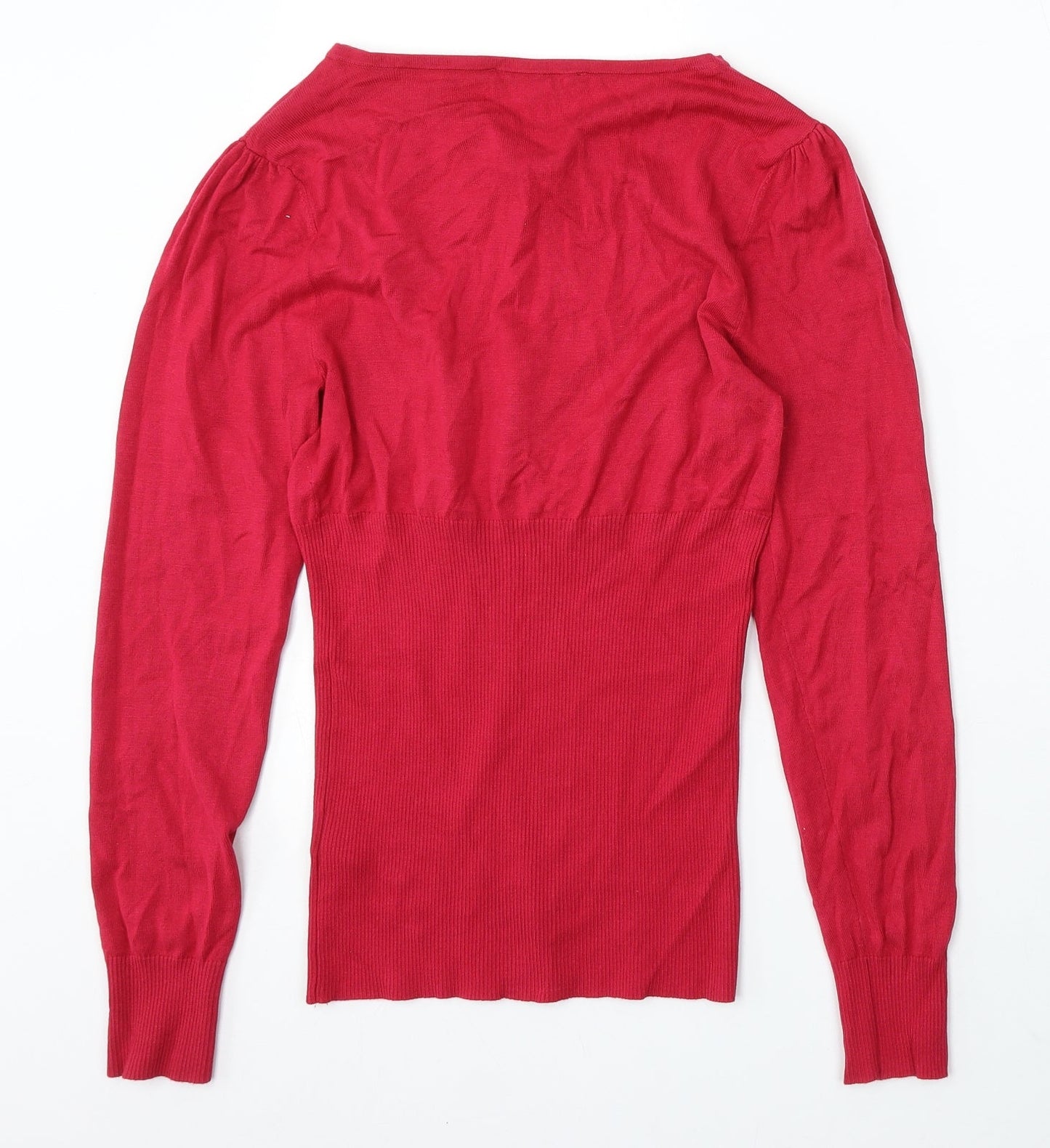 Debenhams Womens Red Round Neck Viscose Pullover Jumper Size 14