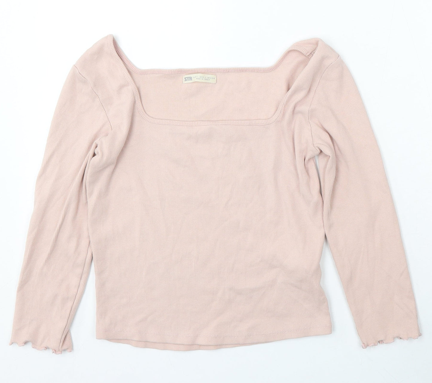 STR Womens Pink Square Neck Viscose Pullover Jumper Size L