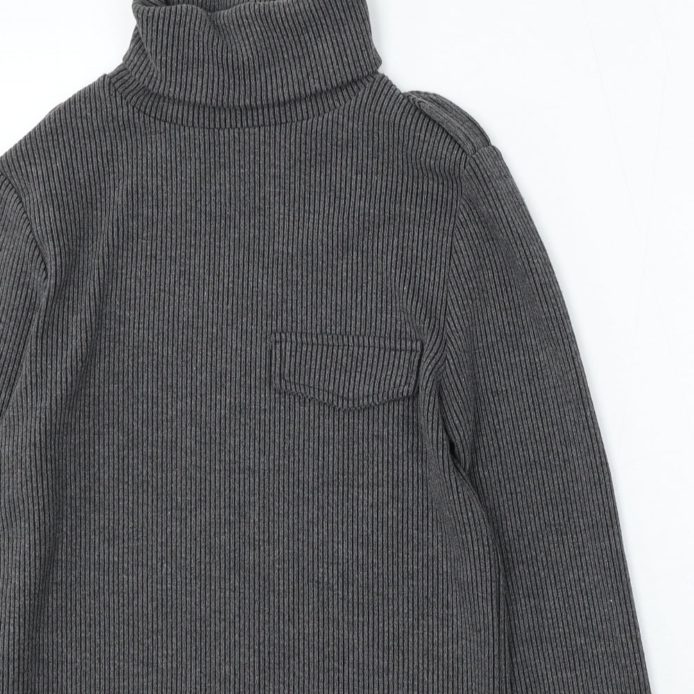 RIbbon Clasp Womens Grey Roll Neck Polyester Pullover Jumper Size S