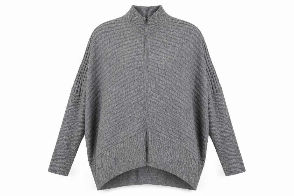 River Island Womens Grey Mock Neck Viscose Pullover Jumper Size XS
