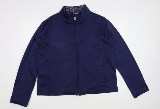 Anne De Lancay Womens Blue Polyester Full Zip Sweatshirt Size L Zip