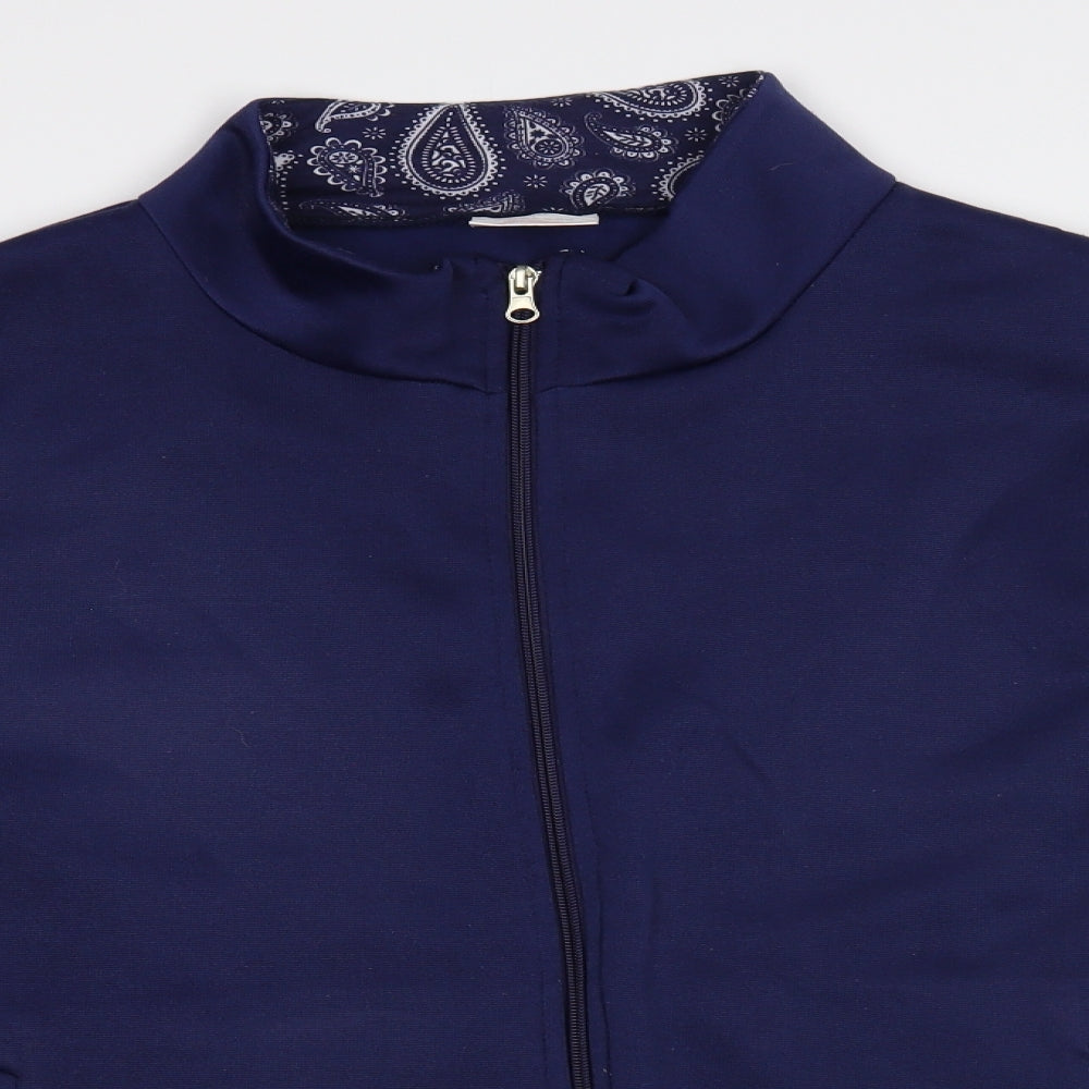 Anne De Lancay Womens Blue Polyester Full Zip Sweatshirt Size L Zip