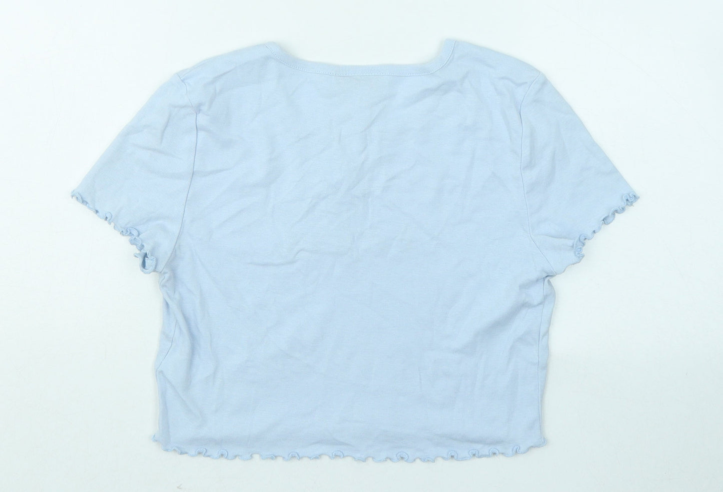 Topshop Womens Blue Cotton Basic T-Shirt Size 12 Round Neck - Paris