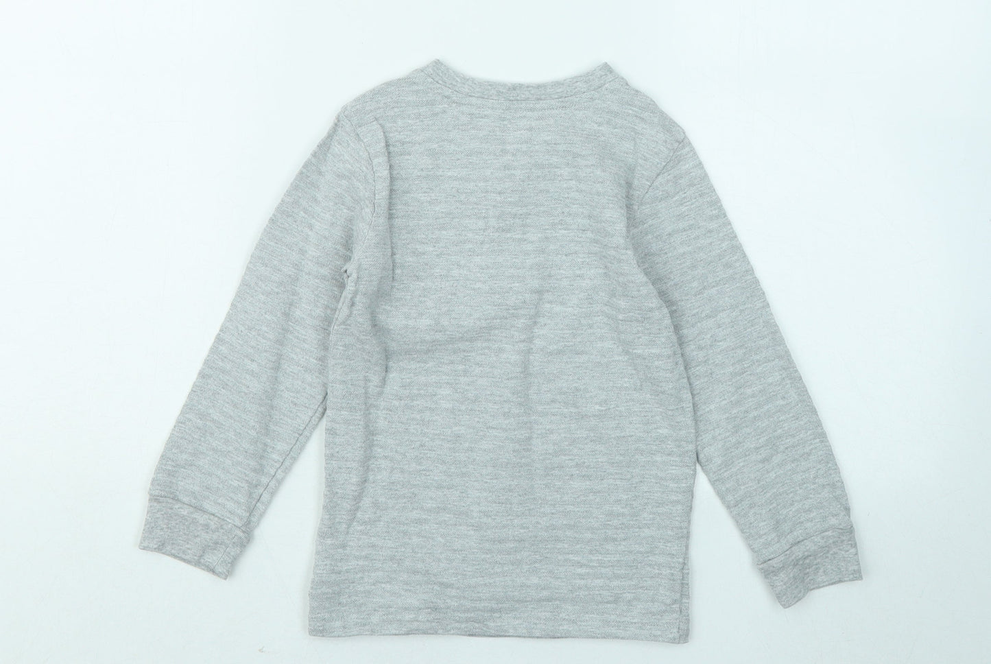 Carter's Boys Grey Cotton Basic T-Shirt Size 4 Years Round Neck Button