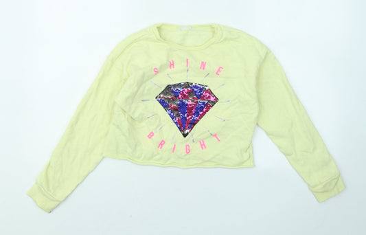 Candy Couture Girls Yellow Cotton Pullover Sweatshirt Size 10 Years - Shine Bright Diamond