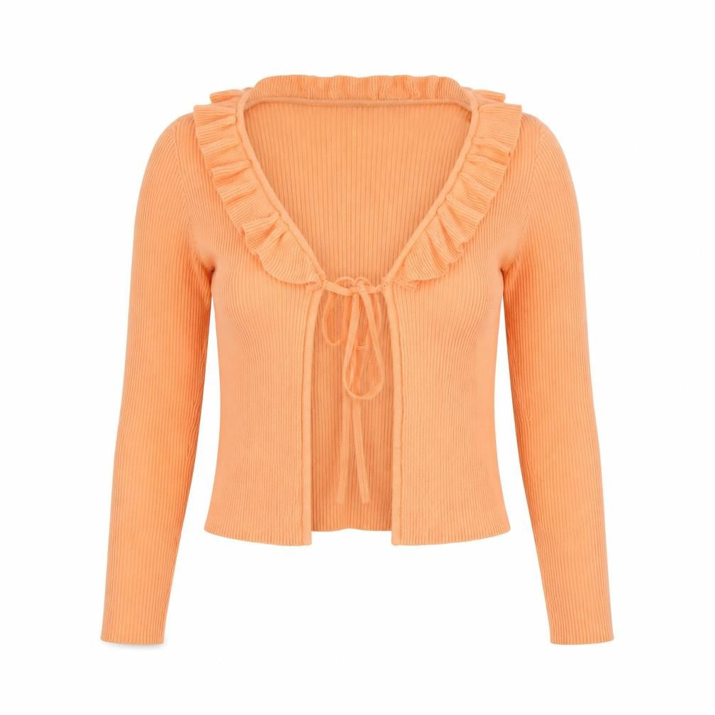 Brave Soul Womens Orange Round Neck Cotton Cardigan Jumper Size M