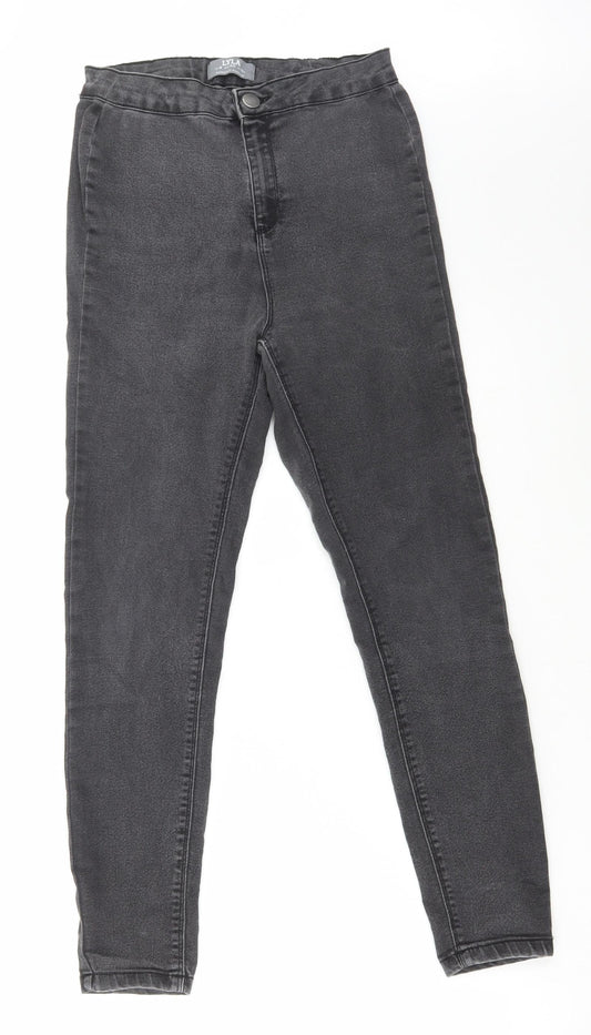 Dorothy Perkins Womens Grey Cotton Skinny Jeans Size 12 L27 in Regular Zip