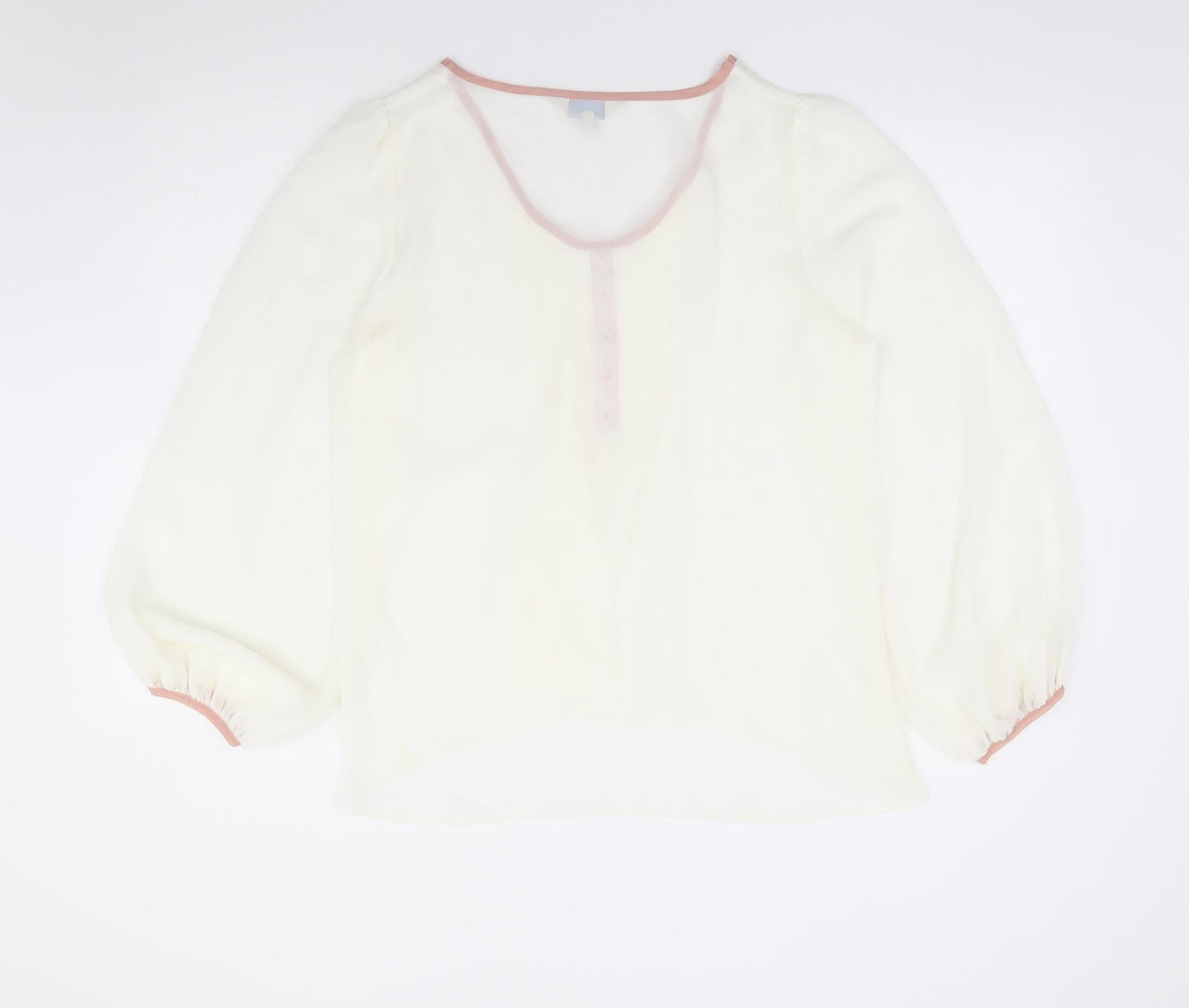 Peacocks Womens Ivory Polyester Jersey Blouse Size 12 Round Neck