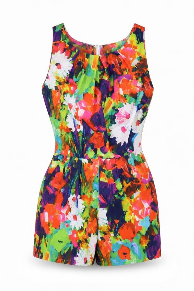 Parisian Collection Womens Multicoloured Floral Polyester Playsuit One-Piece Size 8 Zip