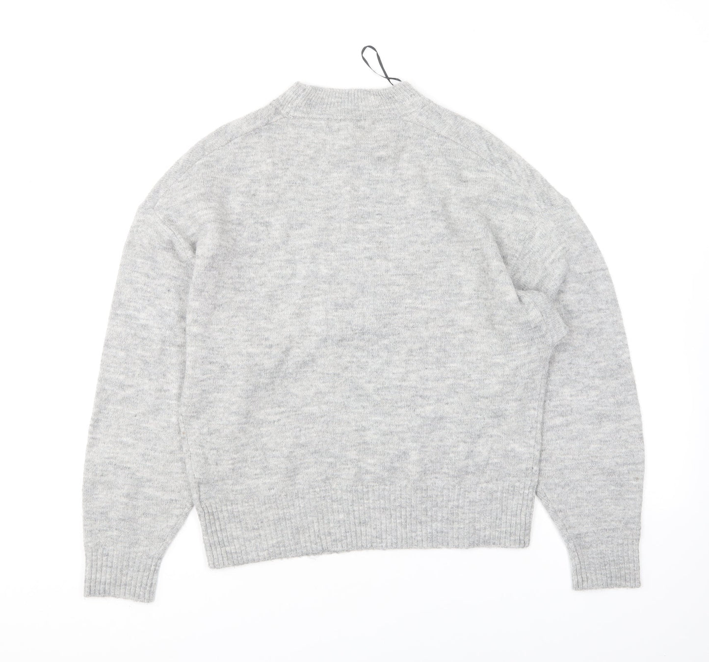 H&M Womens Grey Crew Neck Polyester Pullover Jumper Size XS