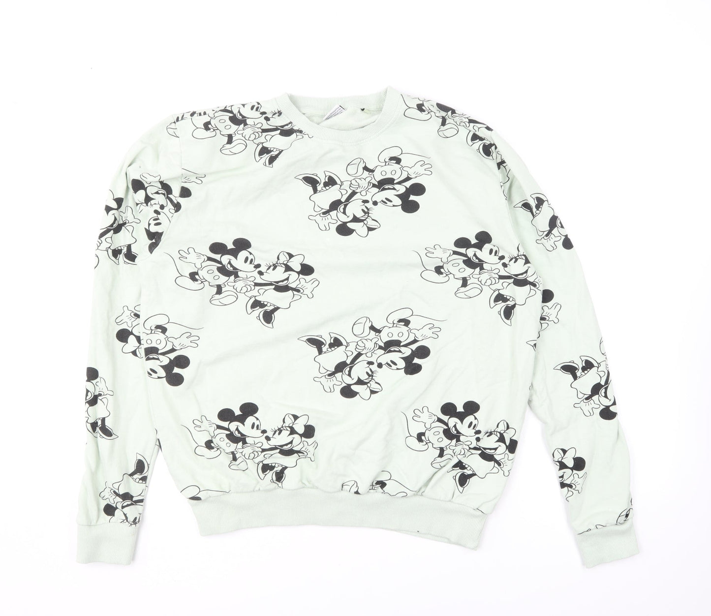 Mandarin Womens Green Geometric Cotton Pullover Sweatshirt Size 12 Pullover - Mickey Mouse