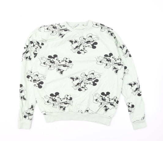 Mandarin Womens Green Geometric Cotton Pullover Sweatshirt Size 12 Pullover - Mickey Mouse