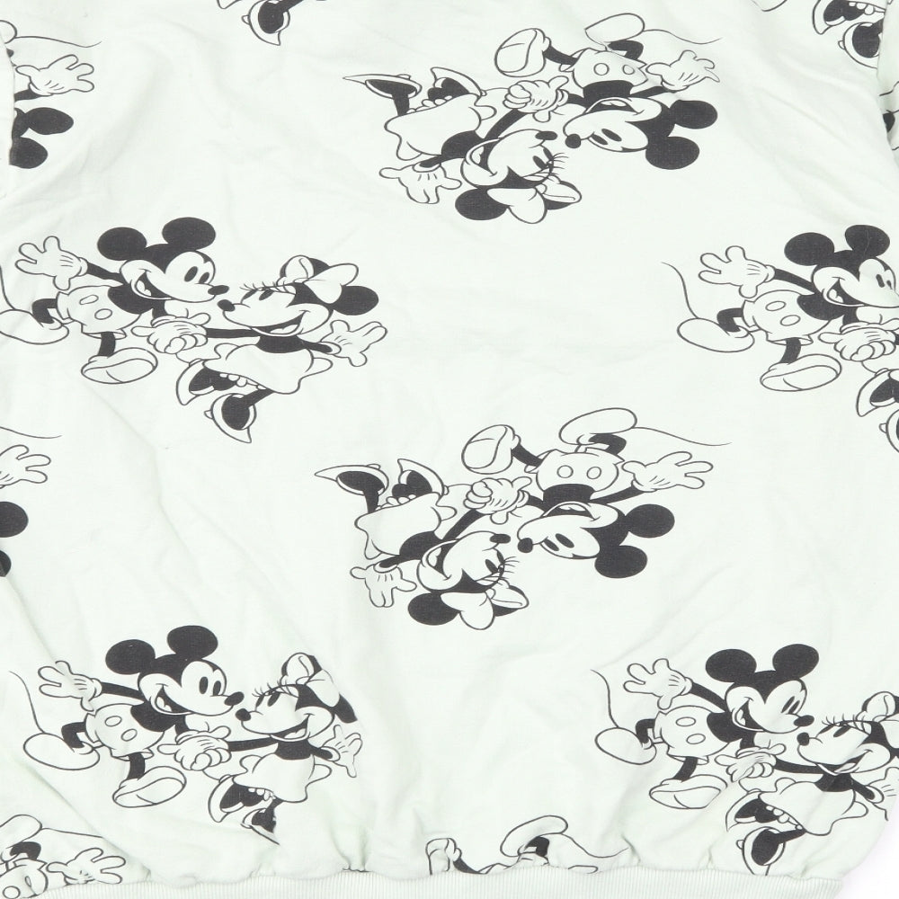 Mandarin Womens Green Geometric Cotton Pullover Sweatshirt Size 12 Pullover - Mickey Mouse