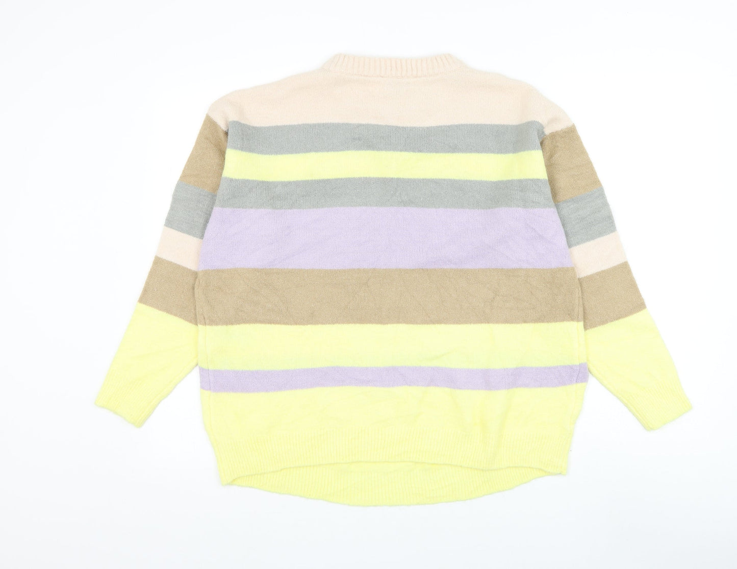 Dorothy Perkins Womens Multicoloured Round Neck Striped Acrylic Pullover Jumper Size 14