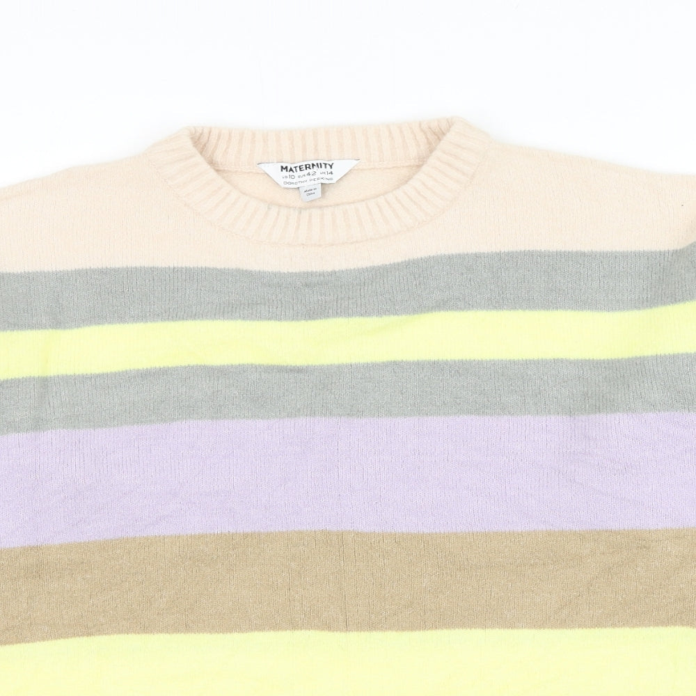 Dorothy Perkins Womens Multicoloured Round Neck Striped Acrylic Pullover Jumper Size 14