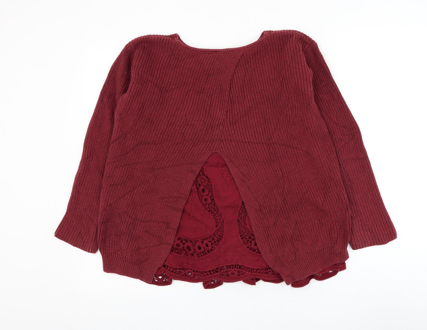 Wrap Womens Red Round Neck Cotton Pullover Jumper Size 10