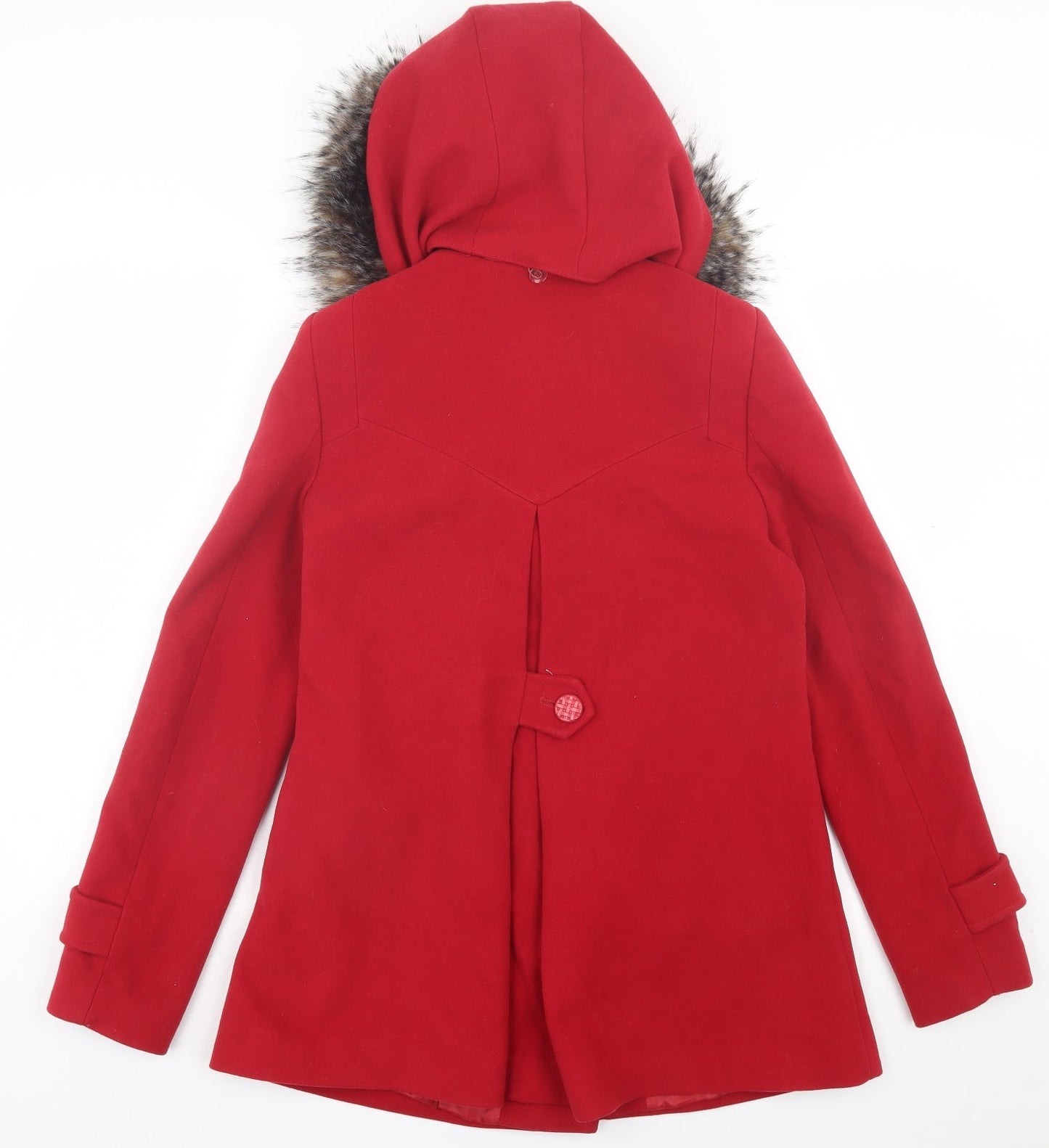 Favori Womens Red Pea Coat Coat Size 8 Button - Bobbles