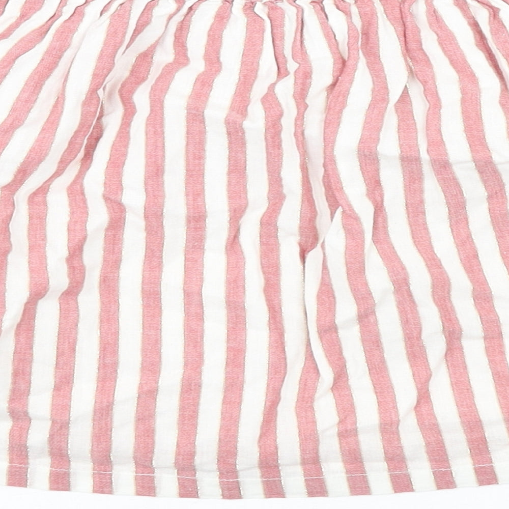 F&F Girls Multicoloured Striped Cotton A-Line Skirt Size 8-9 Years Regular Pull On