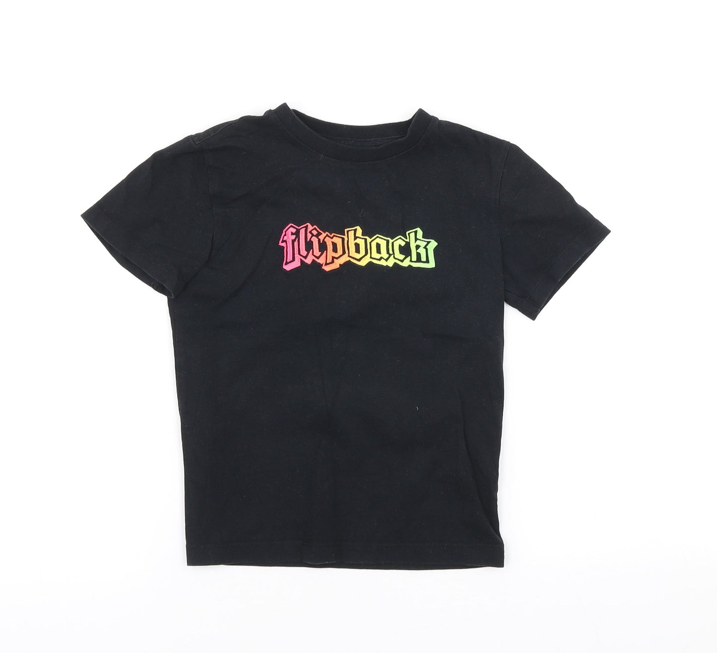 NEXT Girls Black Cotton Basic T-Shirt Size 5 Years Round Neck Pullover - Flipback
