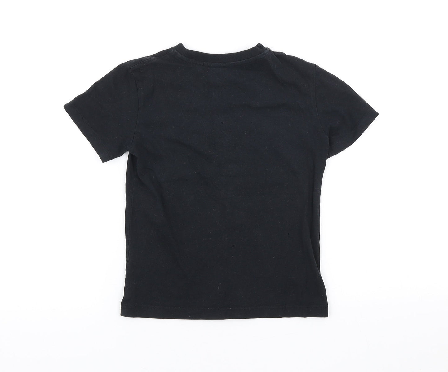NEXT Girls Black Cotton Basic T-Shirt Size 5 Years Round Neck Pullover - Flipback