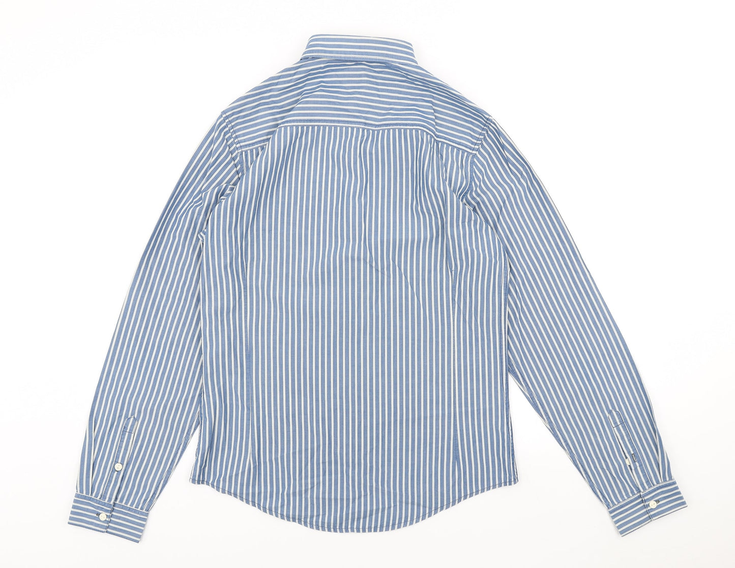 NEXT Mens Black Striped Cotton Button-Up Size S Collared Button