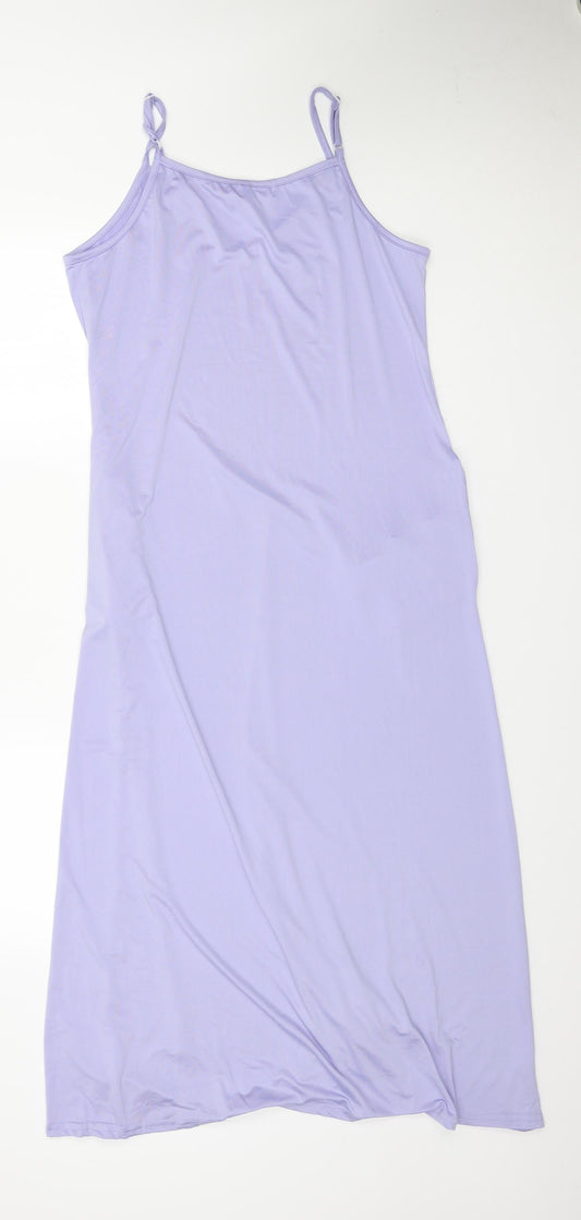 Vicabo Womens Purple Polyester Tank Dress Size 14 V-Neck Pullover