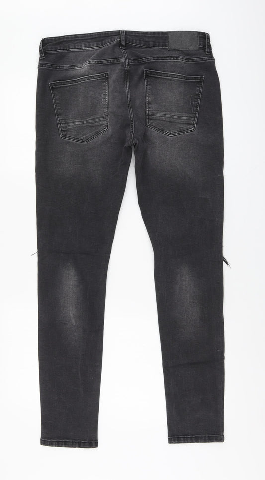 Denim & Co. Mens Grey Cotton Skinny Jeans Size 34 in L30 in Regular Button