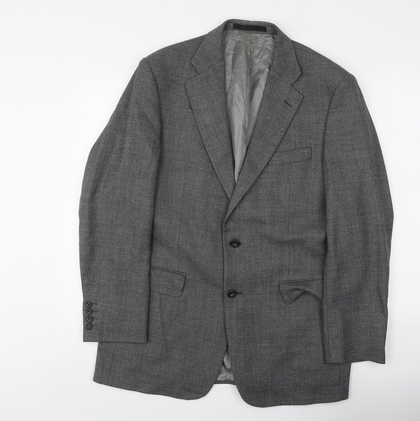 Marks and Spencer Mens Grey Herringbone Wool Jacket Suit Jacket Size L
