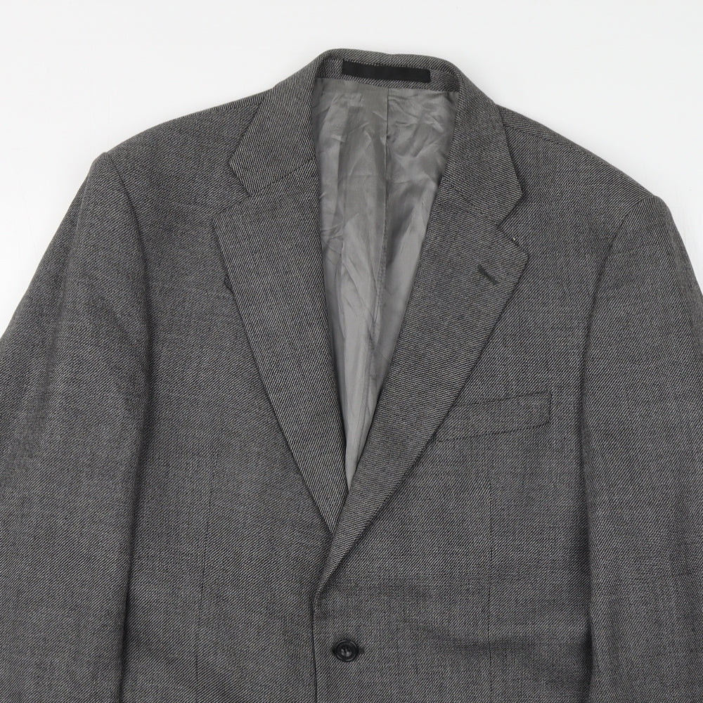Marks and Spencer Mens Grey Herringbone Wool Jacket Suit Jacket Size L