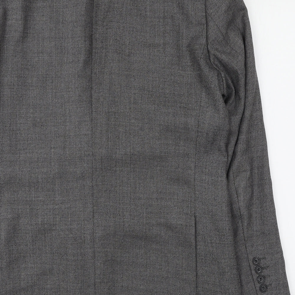 Marks and Spencer Mens Grey Herringbone Wool Jacket Suit Jacket Size L
