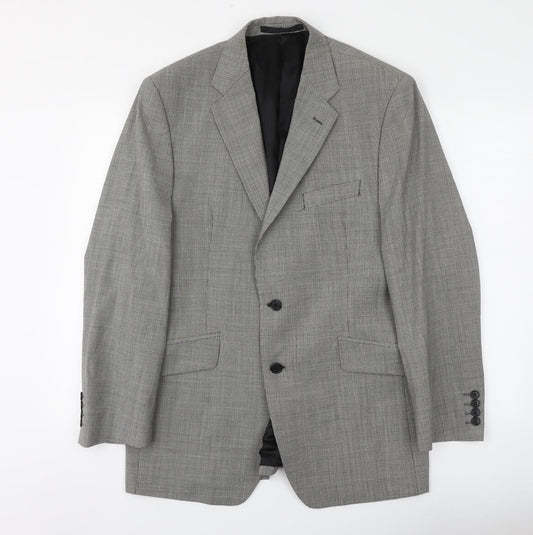 Marks and Spencer Mens Green Houndstooth Wool Jacket Suit Jacket Size M