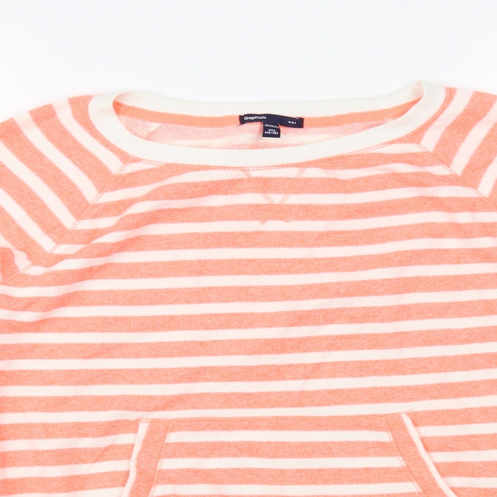 Gap Girls Pink Striped Polyester Pullover Sweatshirt Size 14-15 Years Pullover