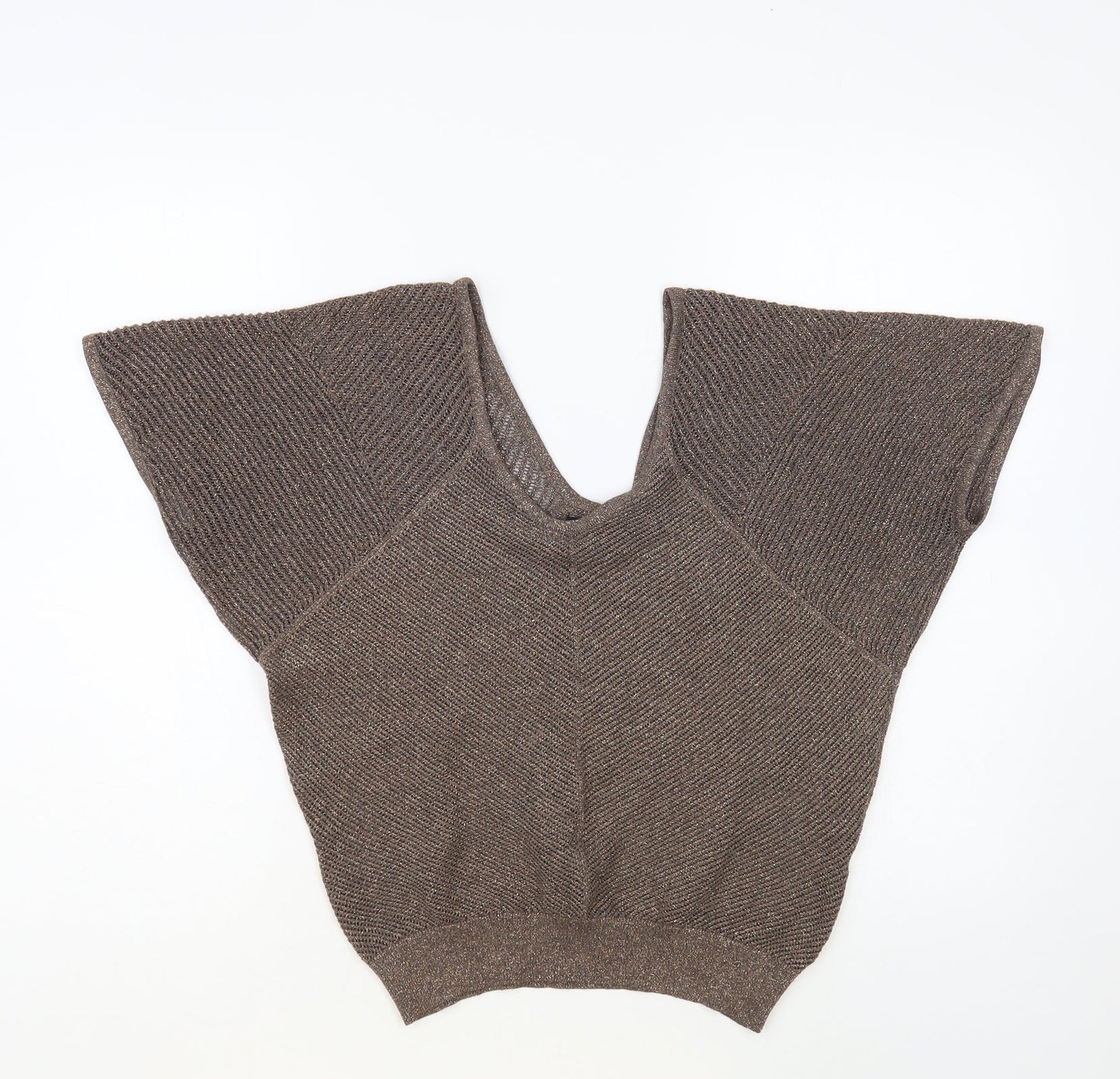 Express Womens Brown V-Neck Acrylic Pullover Jumper Size S