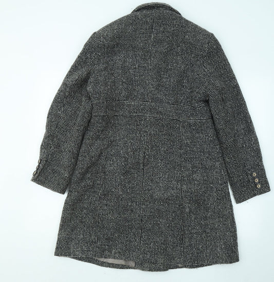 Debenhams Womens Black Overcoat Jacket Size 10 Hook & Eye