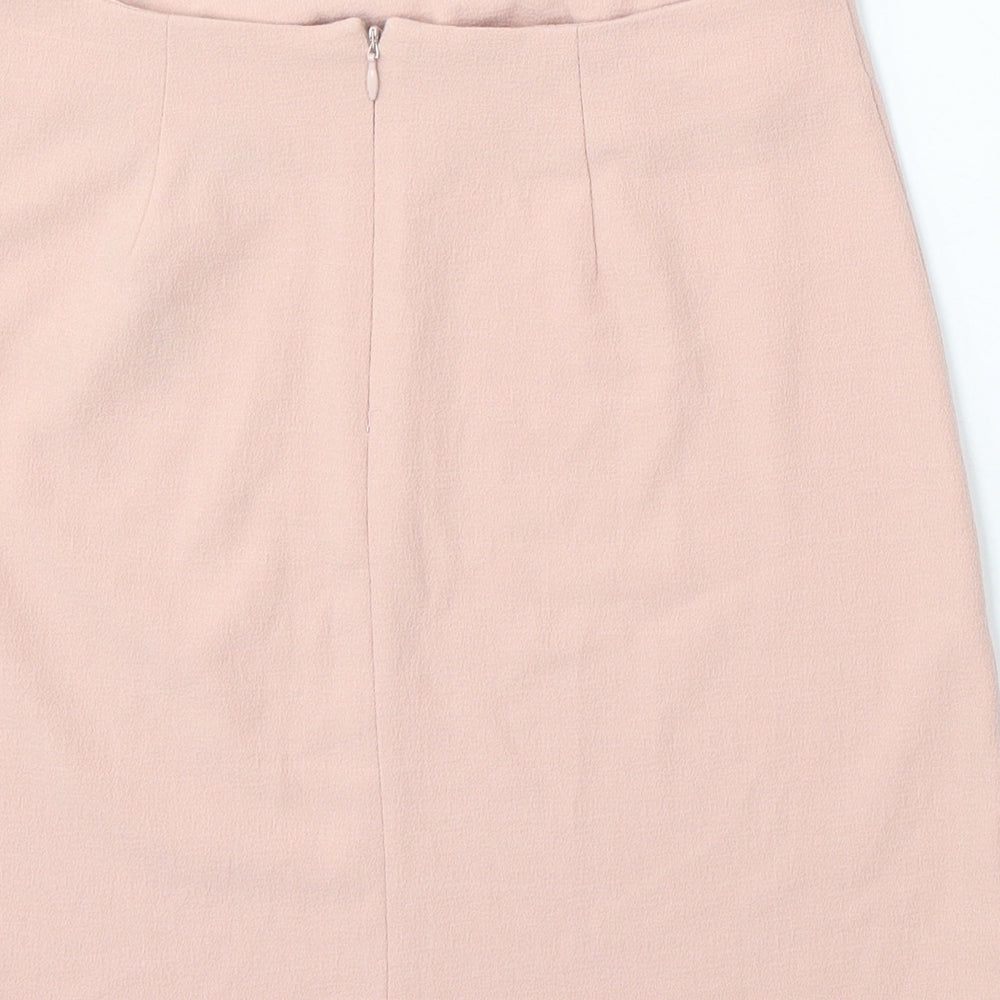New Look Womens Pink Polyester A-Line Skirt Size 8 Zip
