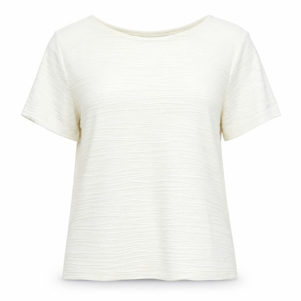 Marks and Spencer Womens Ivory Round Neck Striped Polyester Pullover Jumper Size 16