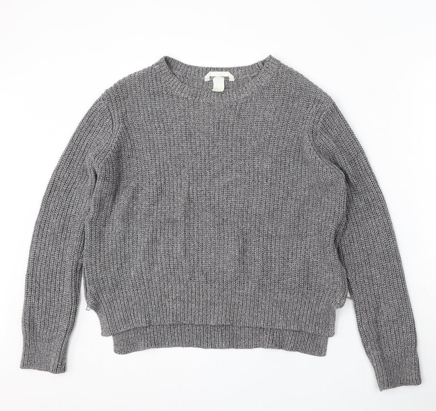 H&M Womens Grey Round Neck Acrylic Pullover Jumper Size M