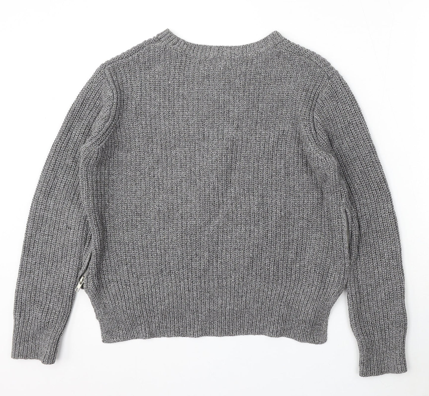 H&M Womens Grey Round Neck Acrylic Pullover Jumper Size M