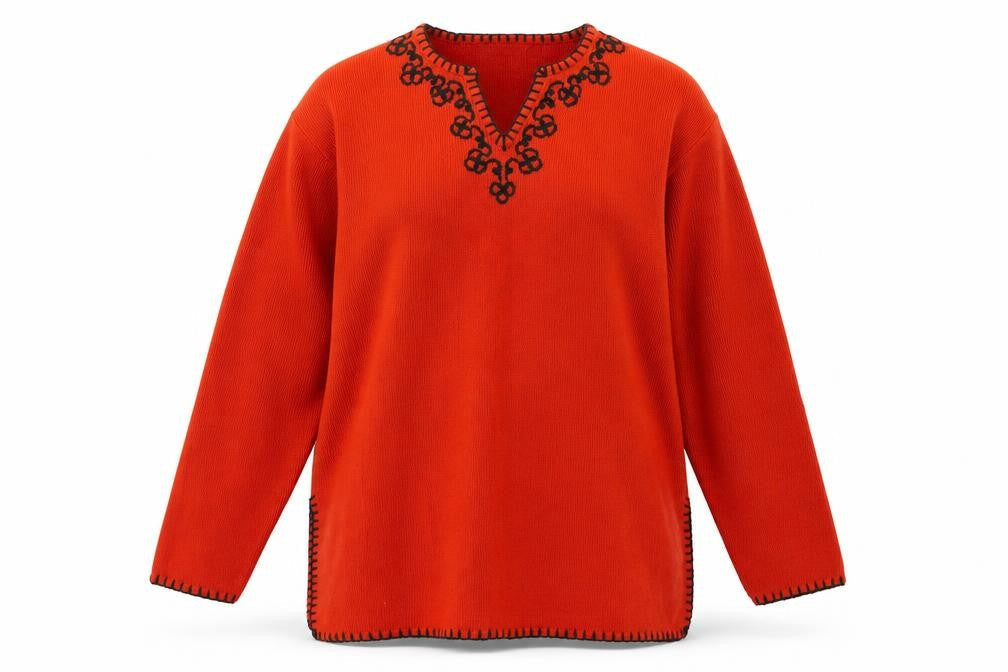 Instyle Womens Red V-Neck Acrylic Pullover Jumper Size L