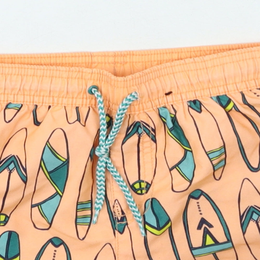 George Boys Orange Geometric Polyester Utility Shorts Size 5-6 Years Regular Drawstring - Surfboards