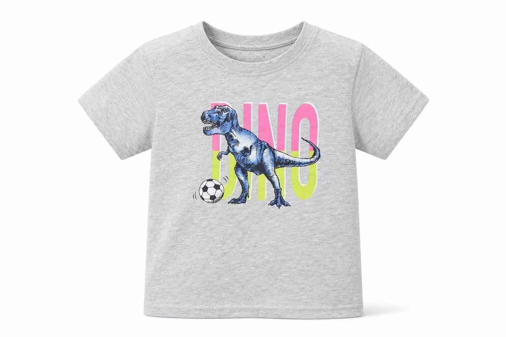 Primark Boys Grey Cotton Basic Casual Size 6-7 Years Round Neck Pullover - Dinosaur