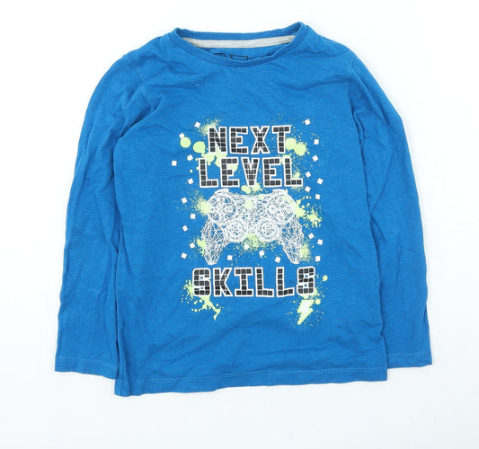 urban dept Boys Blue Geometric Cotton Basic Casual Size 7 Years Round Neck Pullover - Next Level Skills