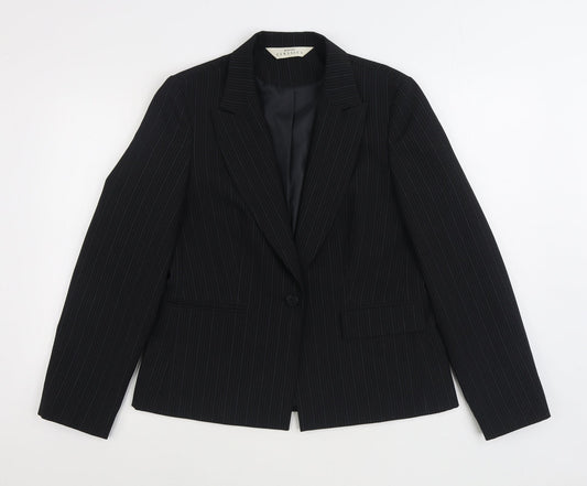 Modern Classic Womens Black Striped Jacket Blazer Size 12 Button