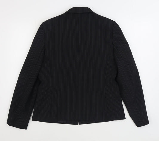 Modern Classic Womens Black Striped Jacket Blazer Size 12 Button