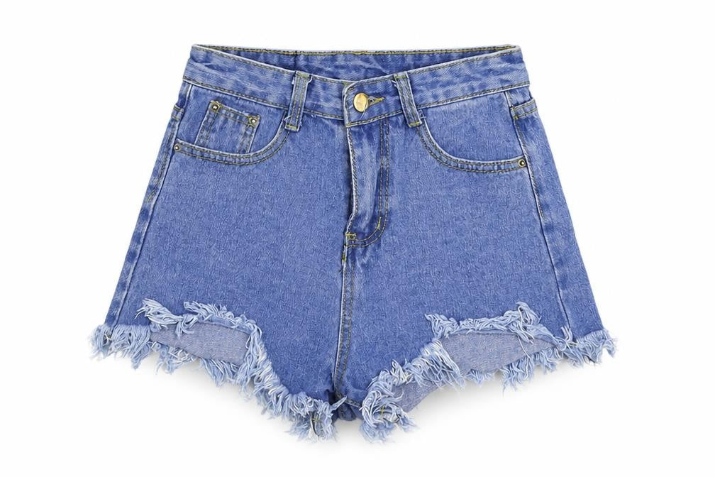 Preworn Womens Blue Cotton Hot Pants Shorts Size XS Regular Zip - Distressed