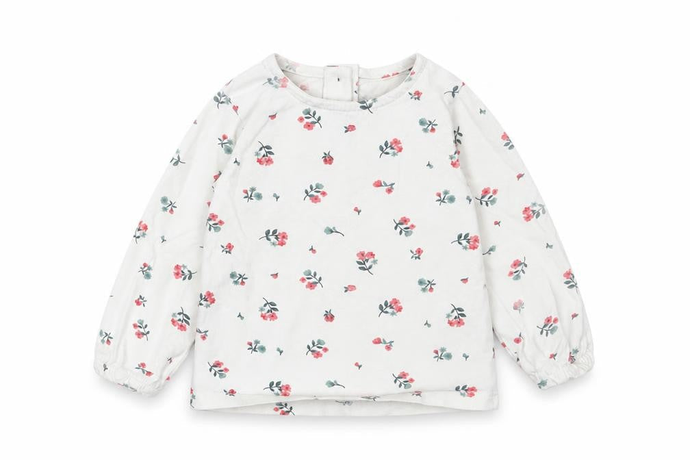 Dunnes Girls White Floral Cotton Basic T-Shirt Size 6-9 Months Round Neck Button