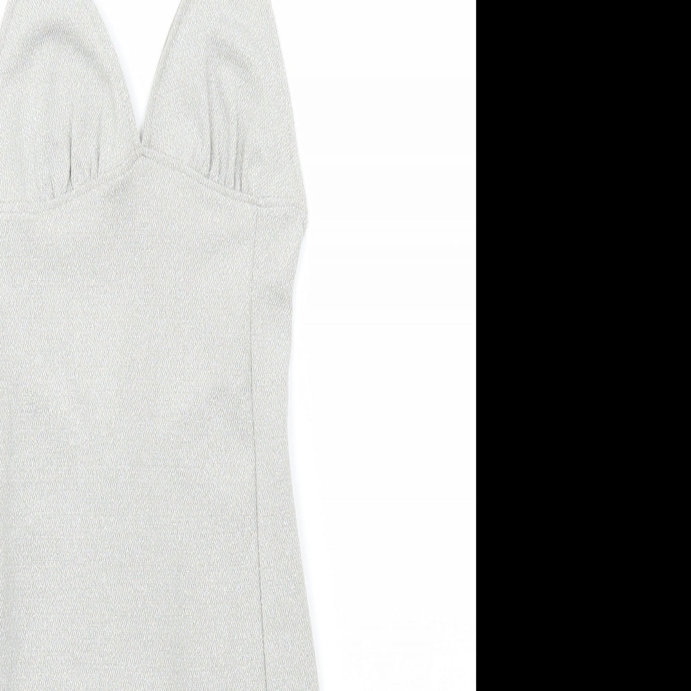 Divided by H&M Womens Silver Polyester Bodycon Size 2XS Halter Pullover